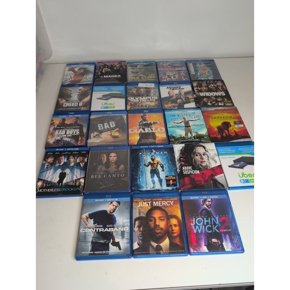 Lot Of 23 Blue Ray DVDs Creed II Mulan Lion King Aquaman John Wick Bad Boys More